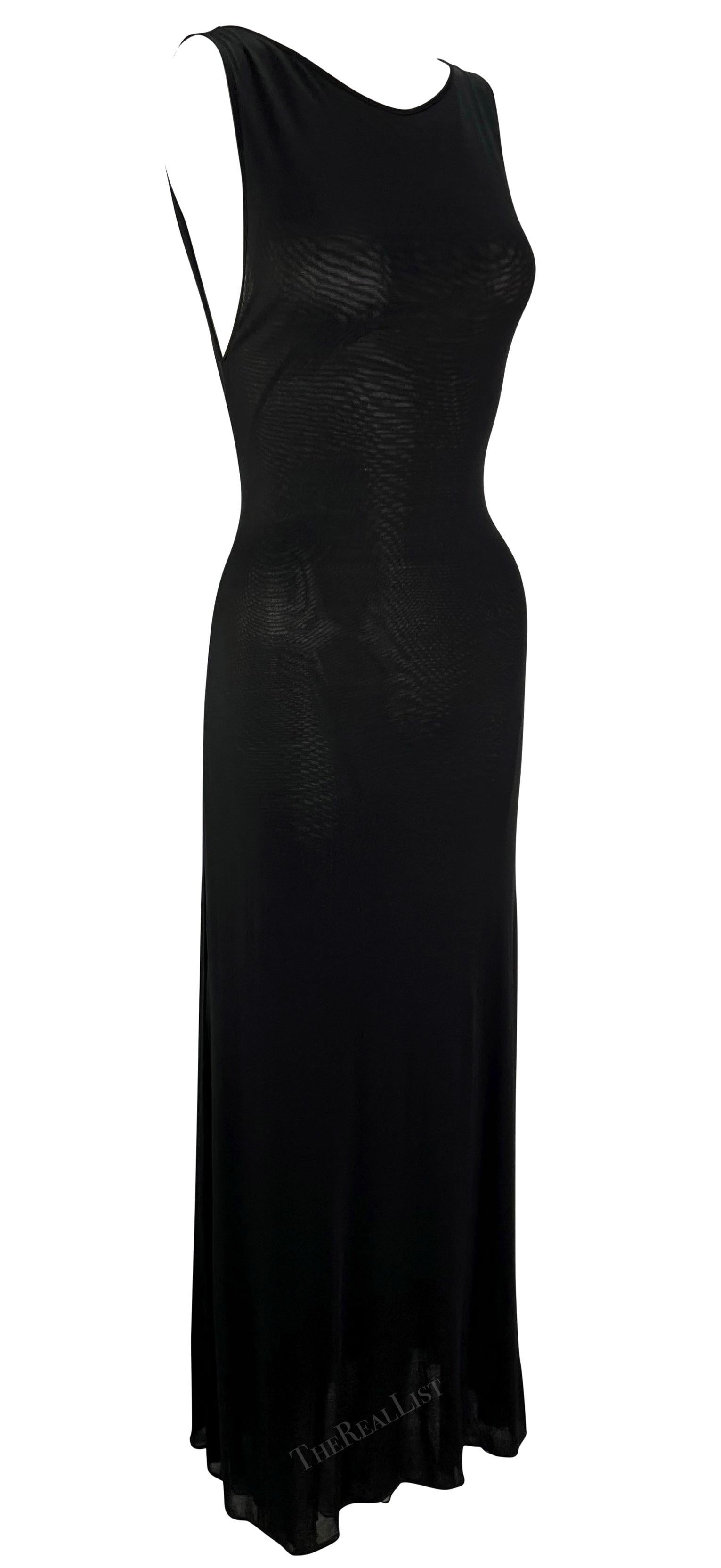 Women's Late 1990s Giorgio Armani Sheer Plunging Back Bodycon Gown For Sale