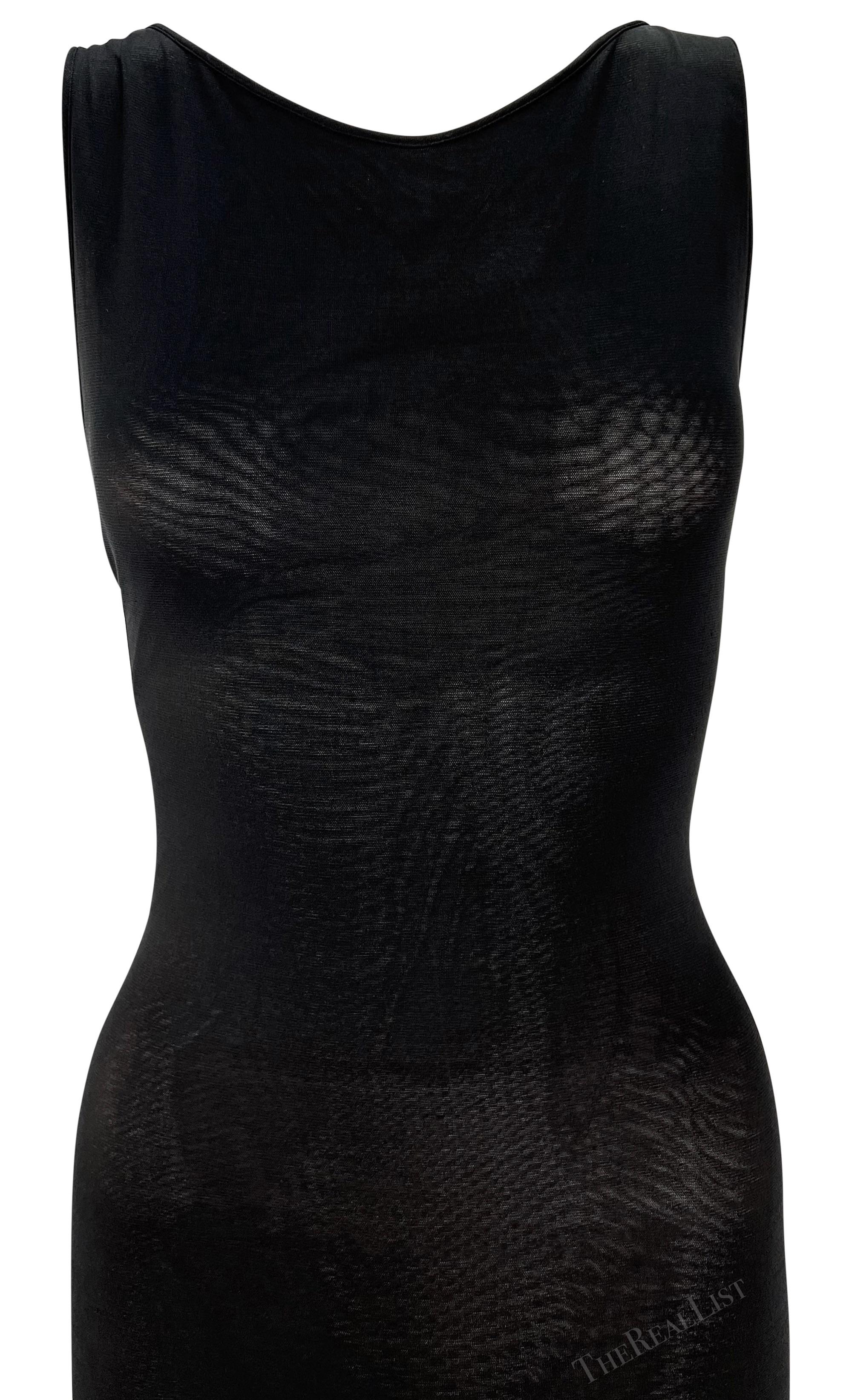 Late 1990s Giorgio Armani Sheer Plunging Back Bodycon Gown For Sale 2