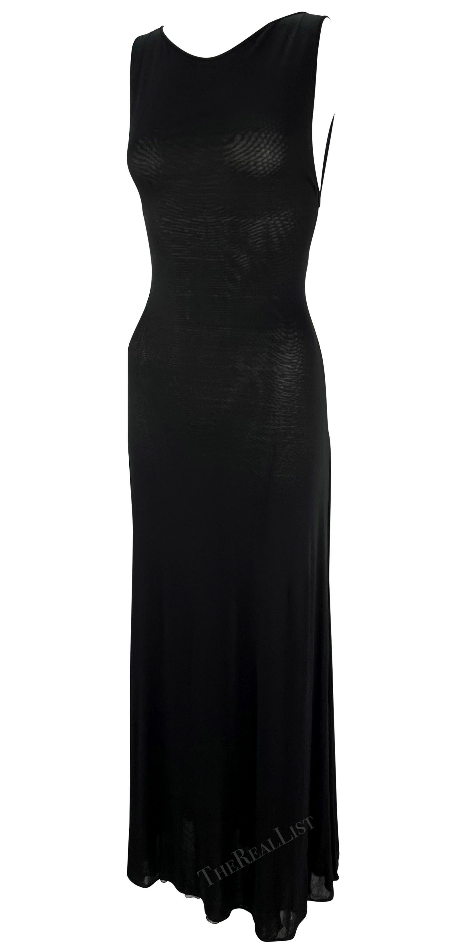 Late 1990s Giorgio Armani Sheer Plunging Back Bodycon Gown For Sale 3