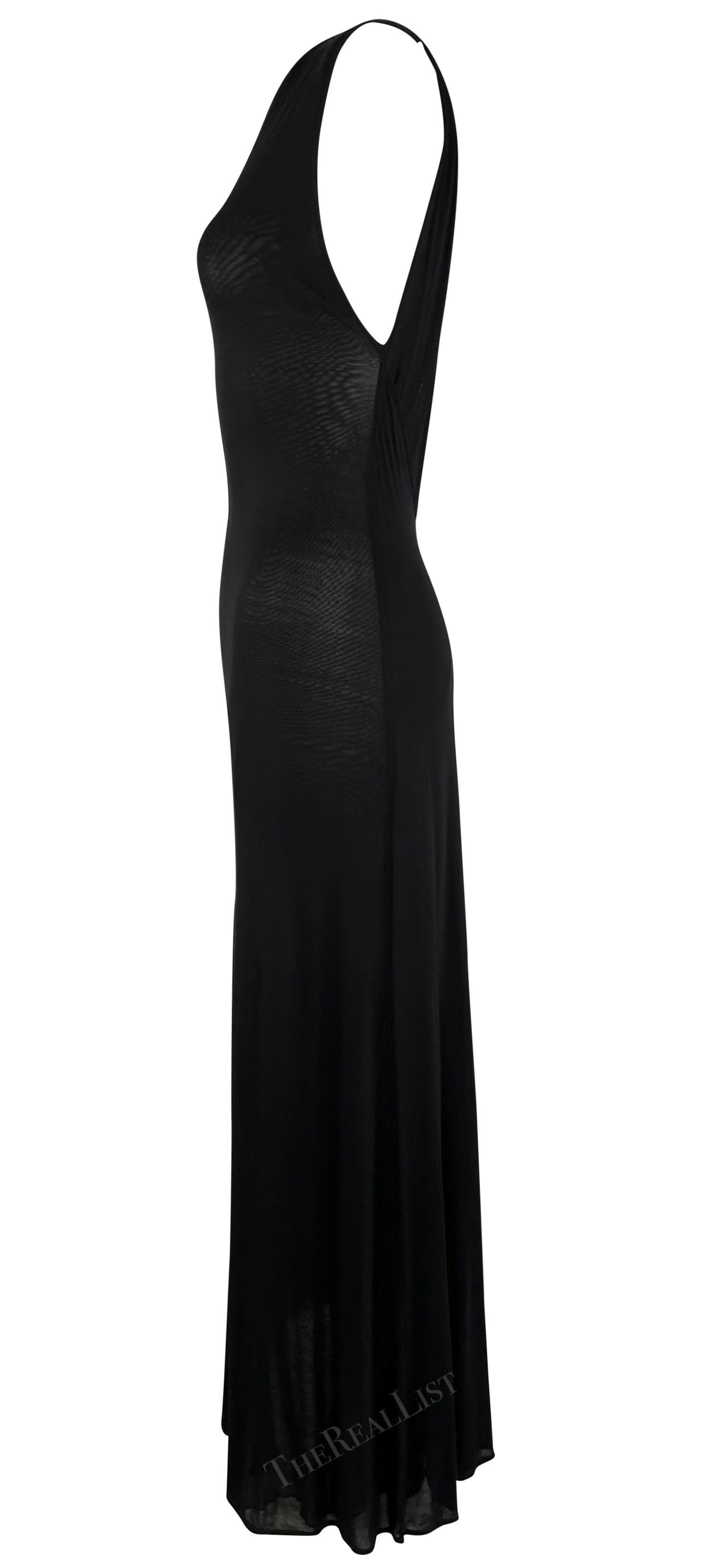Late 1990s Giorgio Armani Sheer Plunging Back Bodycon Gown For Sale 4