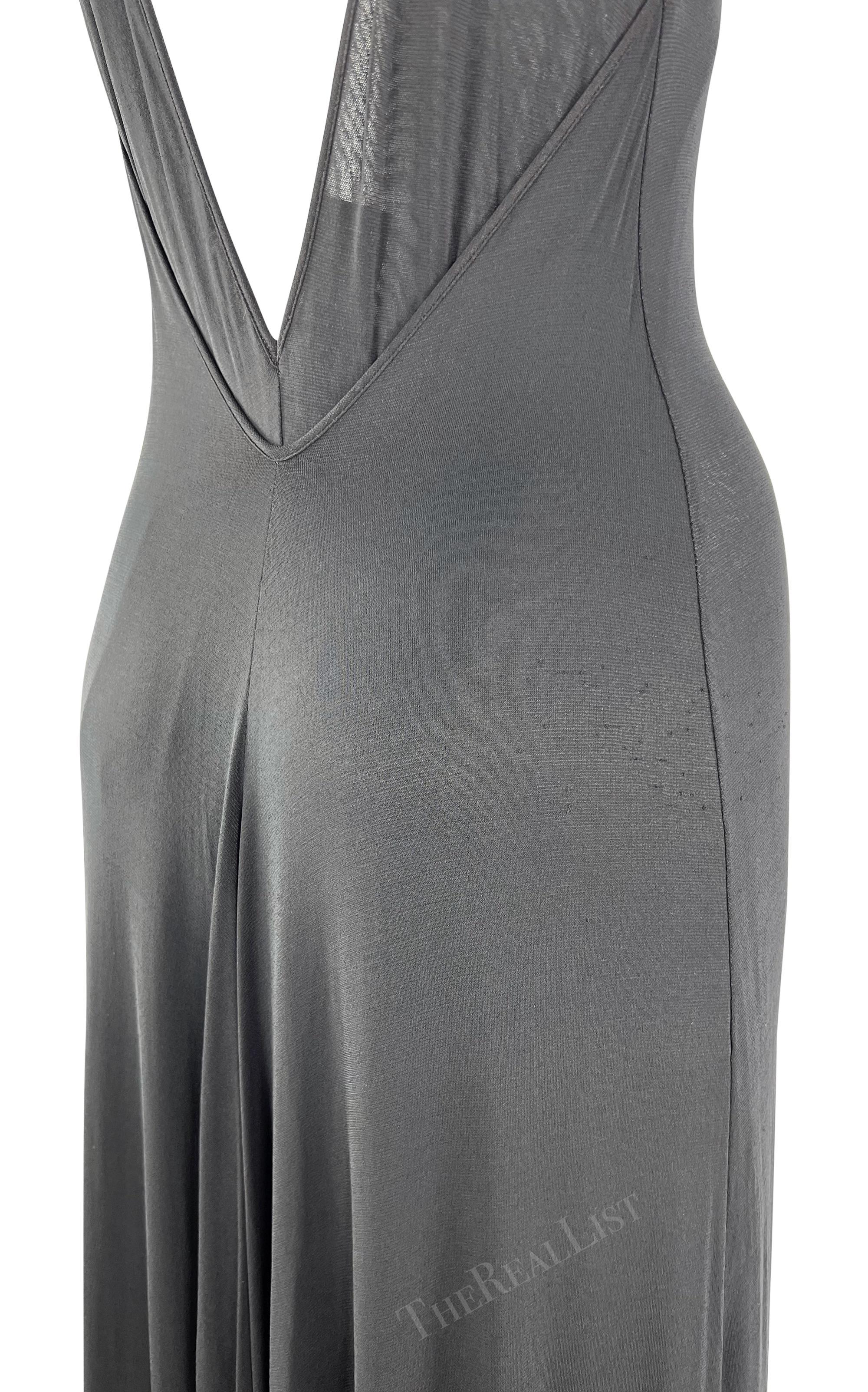 Late 1990s Giorgio Armani Sheer Plunging Back Bodycon Gown For Sale 5
