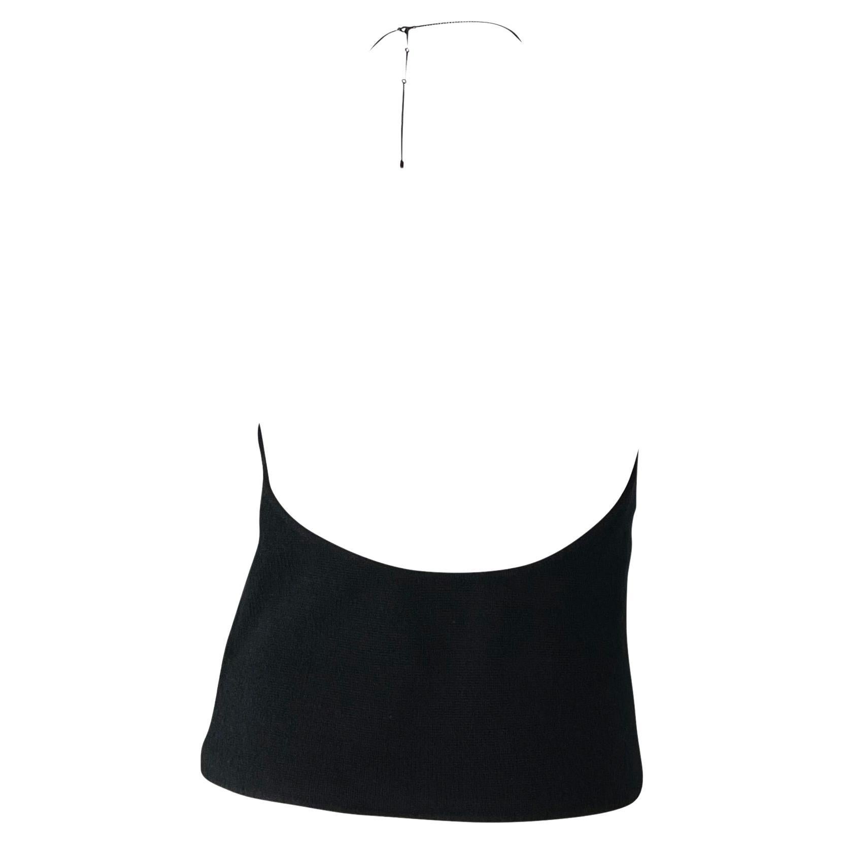 Noir Fin des années 1990 Tom Ford Gucci by Tom Ford Backless Cashmere Chain Sweater Top Black en vente