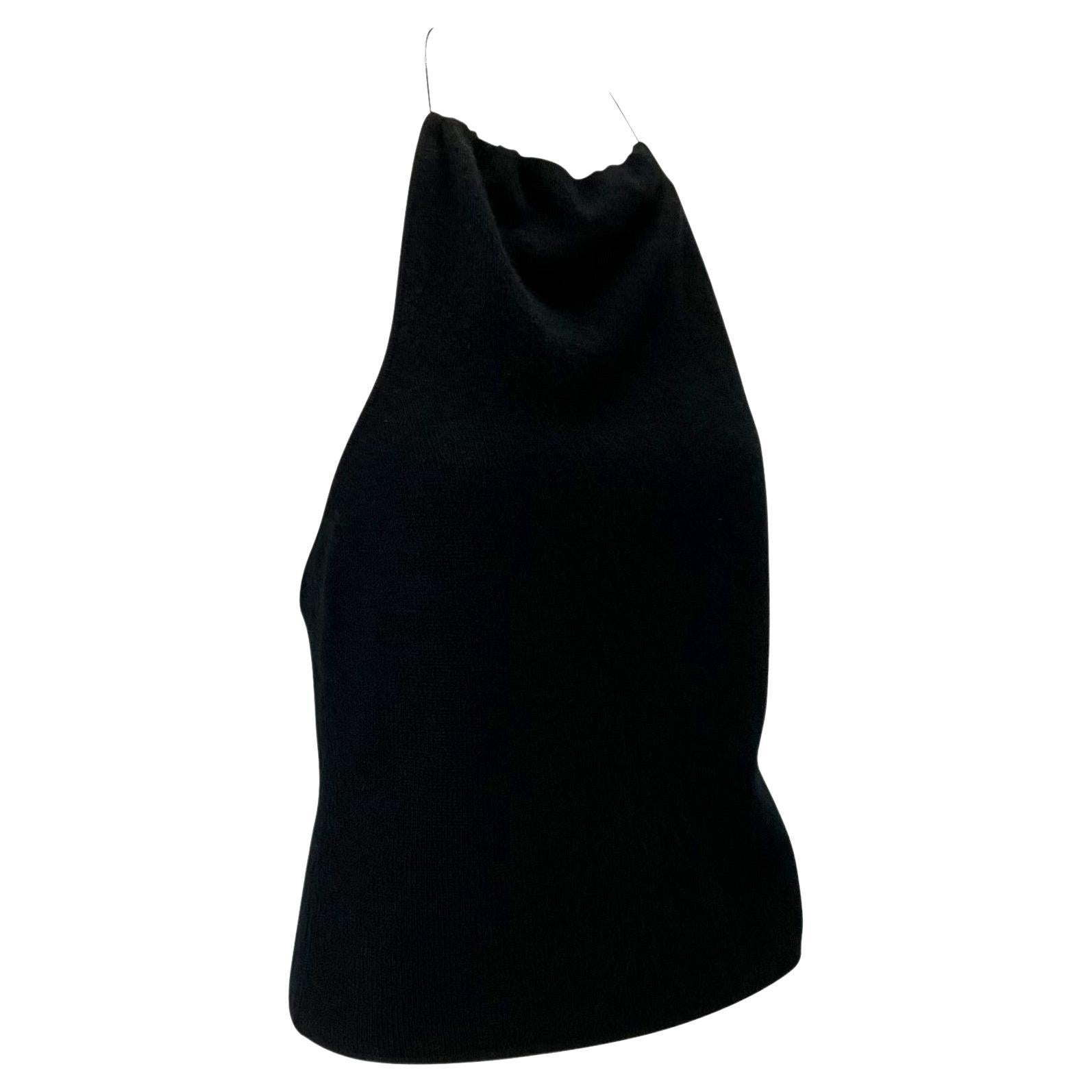 Fin des années 1990 Tom Ford Gucci by Tom Ford Backless Cashmere Chain Sweater Top Black Pour femmes en vente