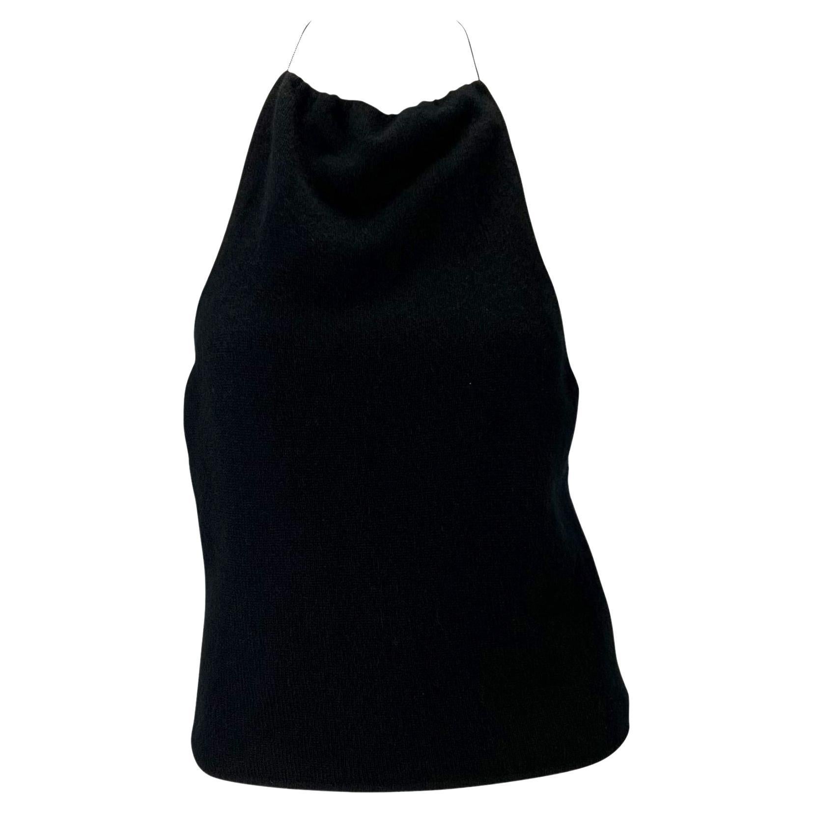 Fin des années 1990 Tom Ford Gucci by Tom Ford Backless Cashmere Chain Sweater Top Black en vente 1