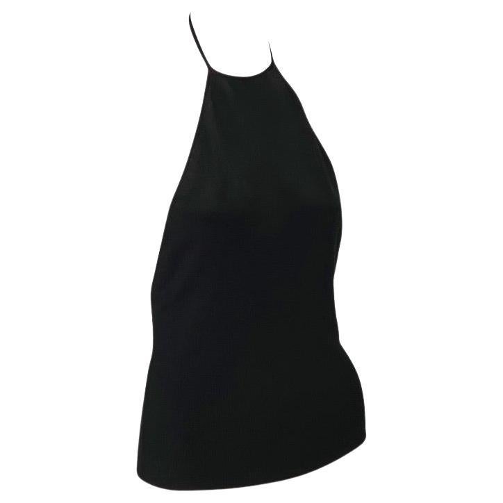 Women's NWT Late 1990s Gucci by Tom Ford Black Backless Stretch Silk Knit Halter Top  For Sale
