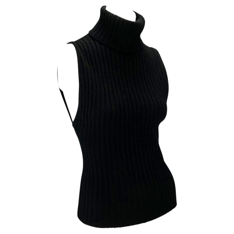Late 1990s Gucci by Tom Ford Black Cashmere Backless Turtleneck Top at ...