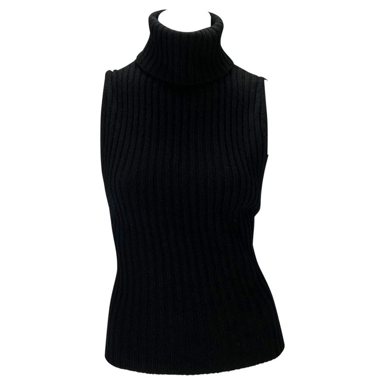 Late 1990s Gucci by Tom Ford Black Cashmere Backless Turtleneck Top at ...