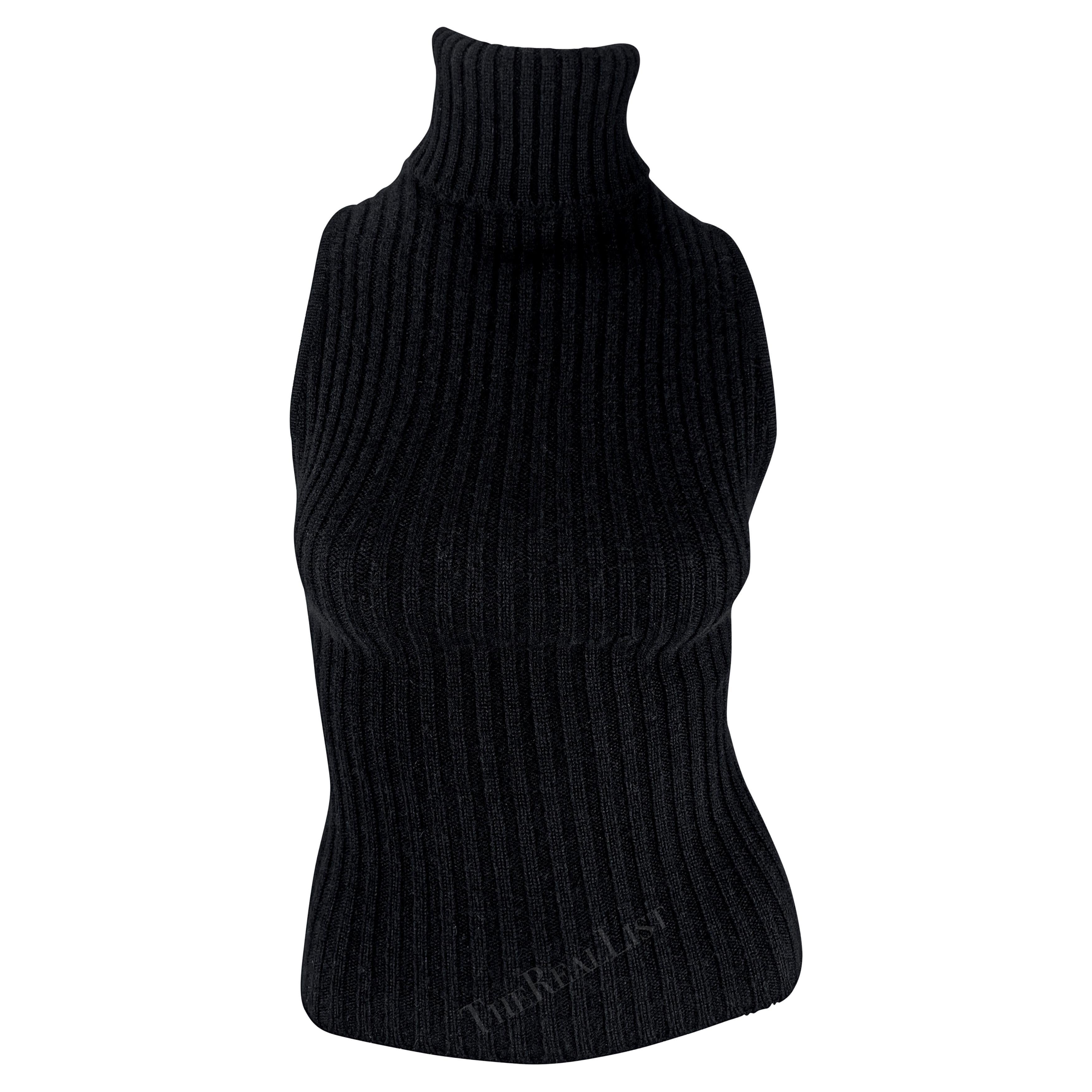 Late 1990s Gucci by Tom Ford Black Cashmere Backless Turtleneck Top 1