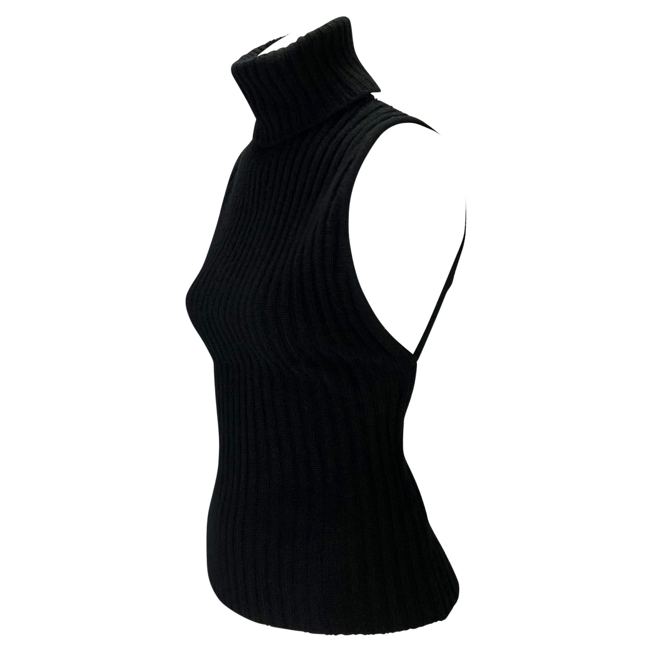 Late 1990s Gucci by Tom Ford Black Cashmere Backless Turtleneck Top In Excellent Condition In West Hollywood, CA