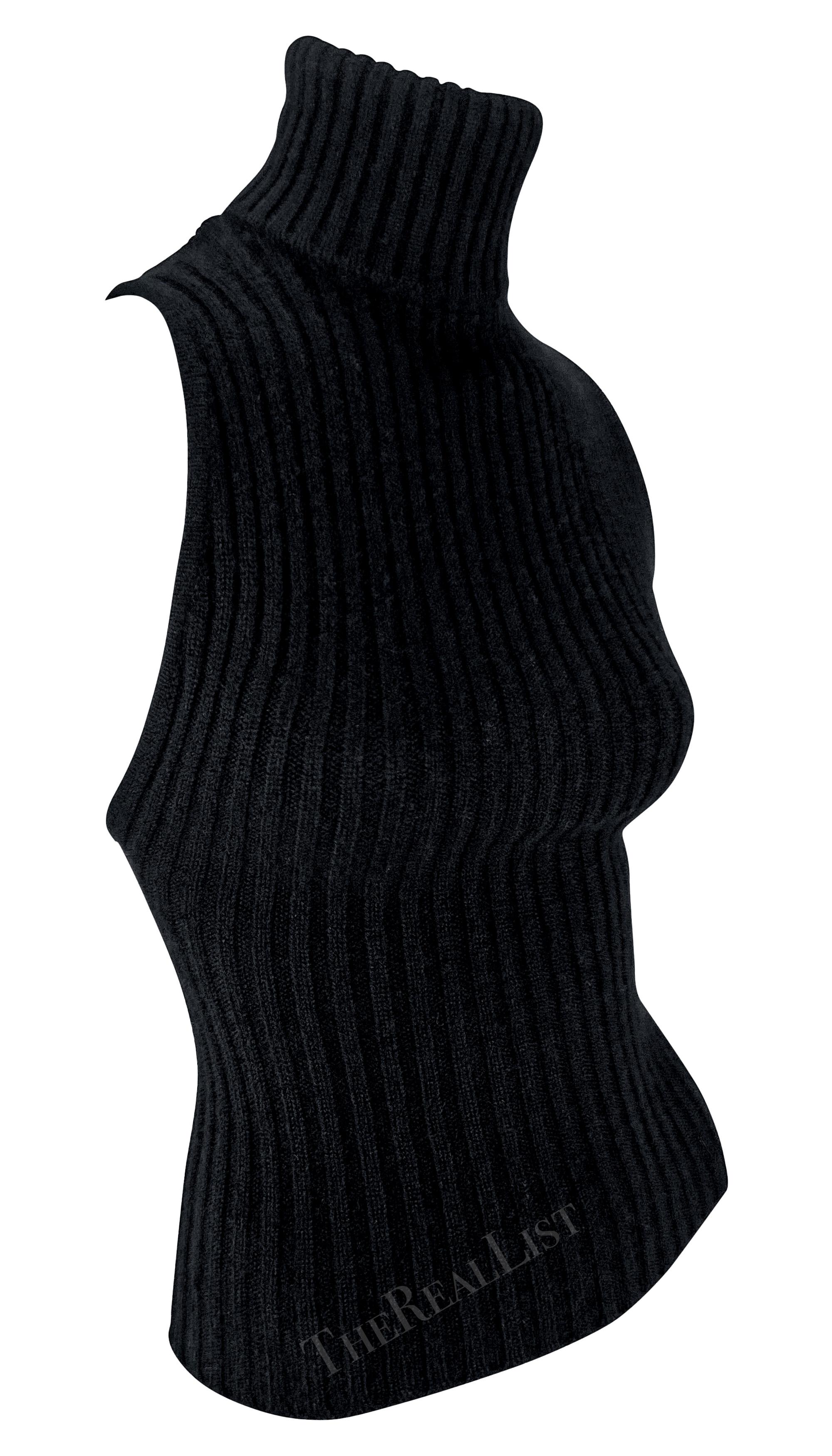 Late 1990s Gucci by Tom Ford Black Cashmere Backless Turtleneck Top 2