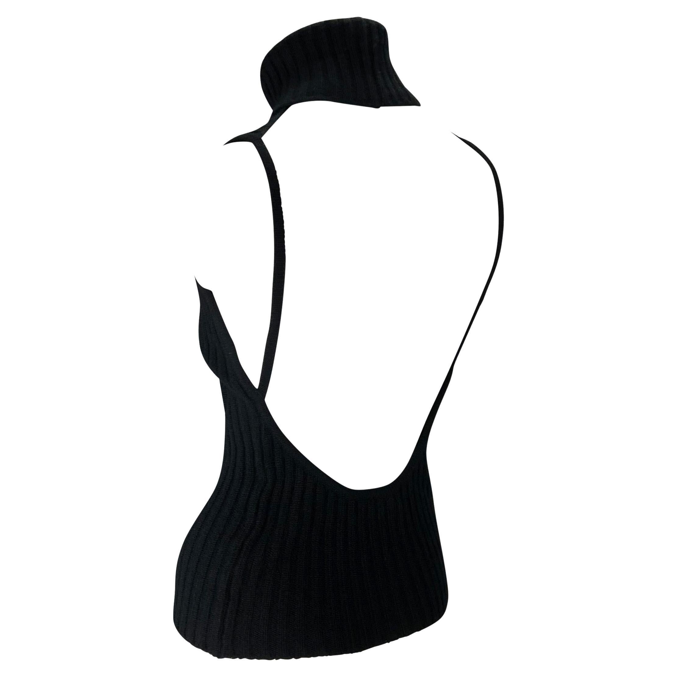 Late 1990s Gucci by Tom Ford Black Cashmere Backless Turtleneck Top