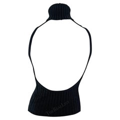 Late 1990s Gucci by Tom Ford Black Cashmere Backless Turtleneck Top
