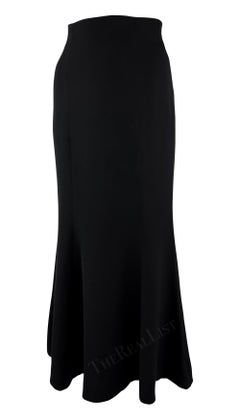 Late 1990s Gucci by Tom Ford Black Flare Hem Maxi Skirt