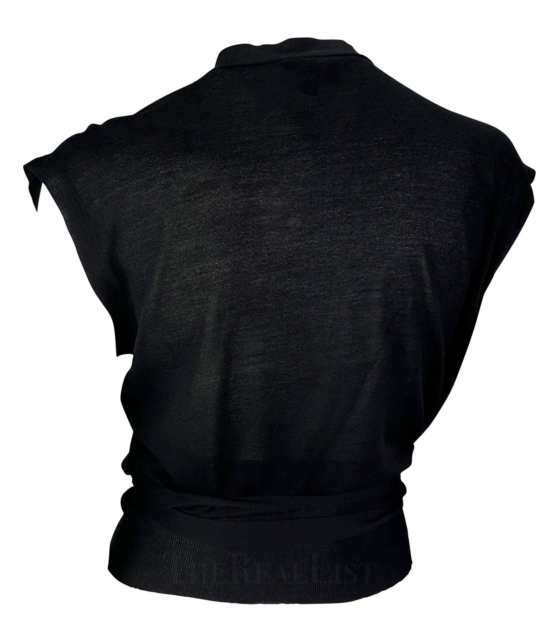 Women's Late 1990s Gucci by Tom Ford Black Knit Silk Wrap Top For Sale