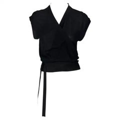 Ende der 1990er Gucci by Tom Ford Schwarzes Seidenstrick-Wickeloberteil