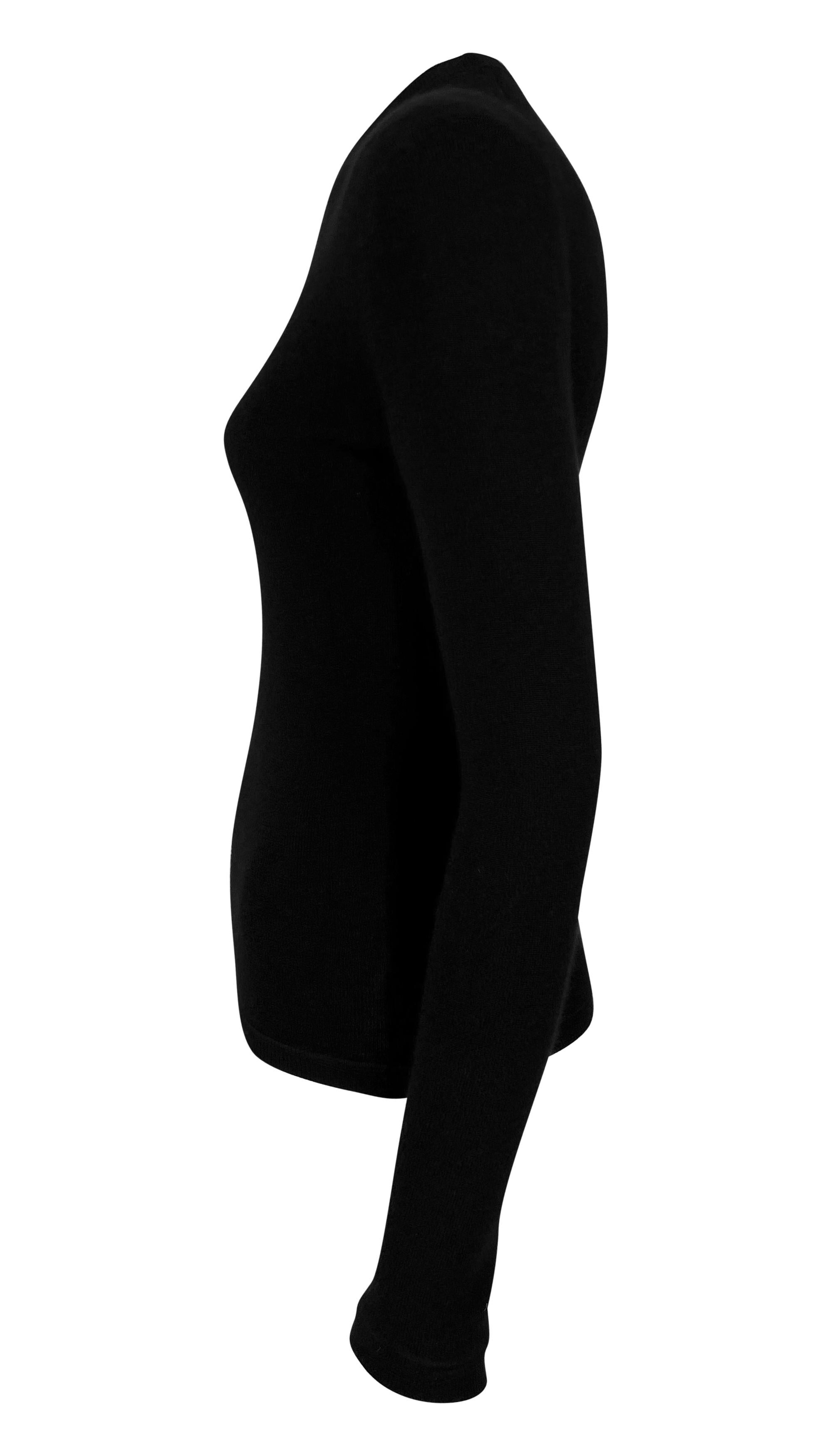 Late 1990s Gucci by Tom Ford Black Knit Stretch Cashmere Sweater Top In Excellent Condition For Sale In West Hollywood, CA