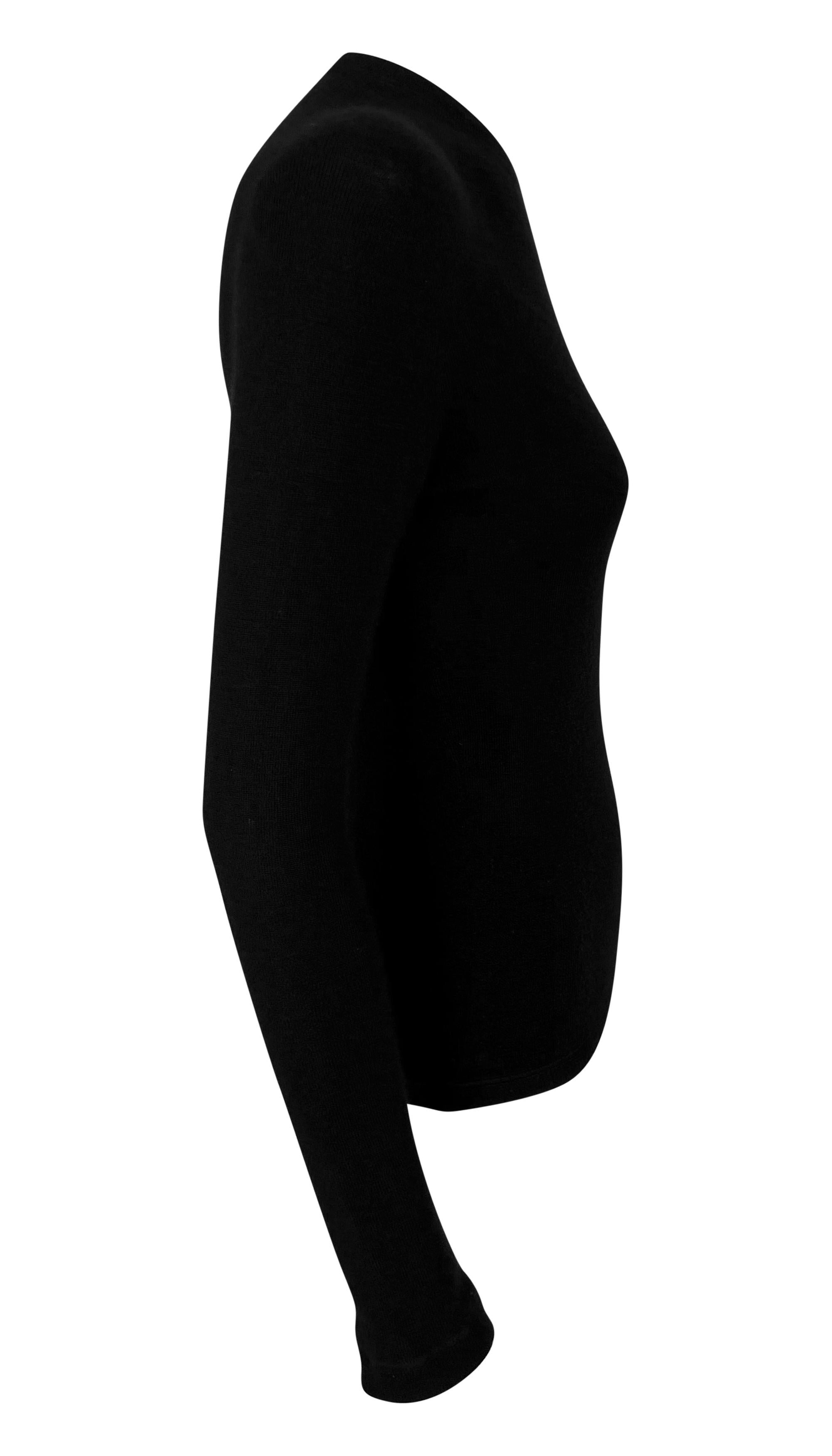 Late 1990s Gucci by Tom Ford Black Knit Stretch Cashmere Sweater Top For Sale 1