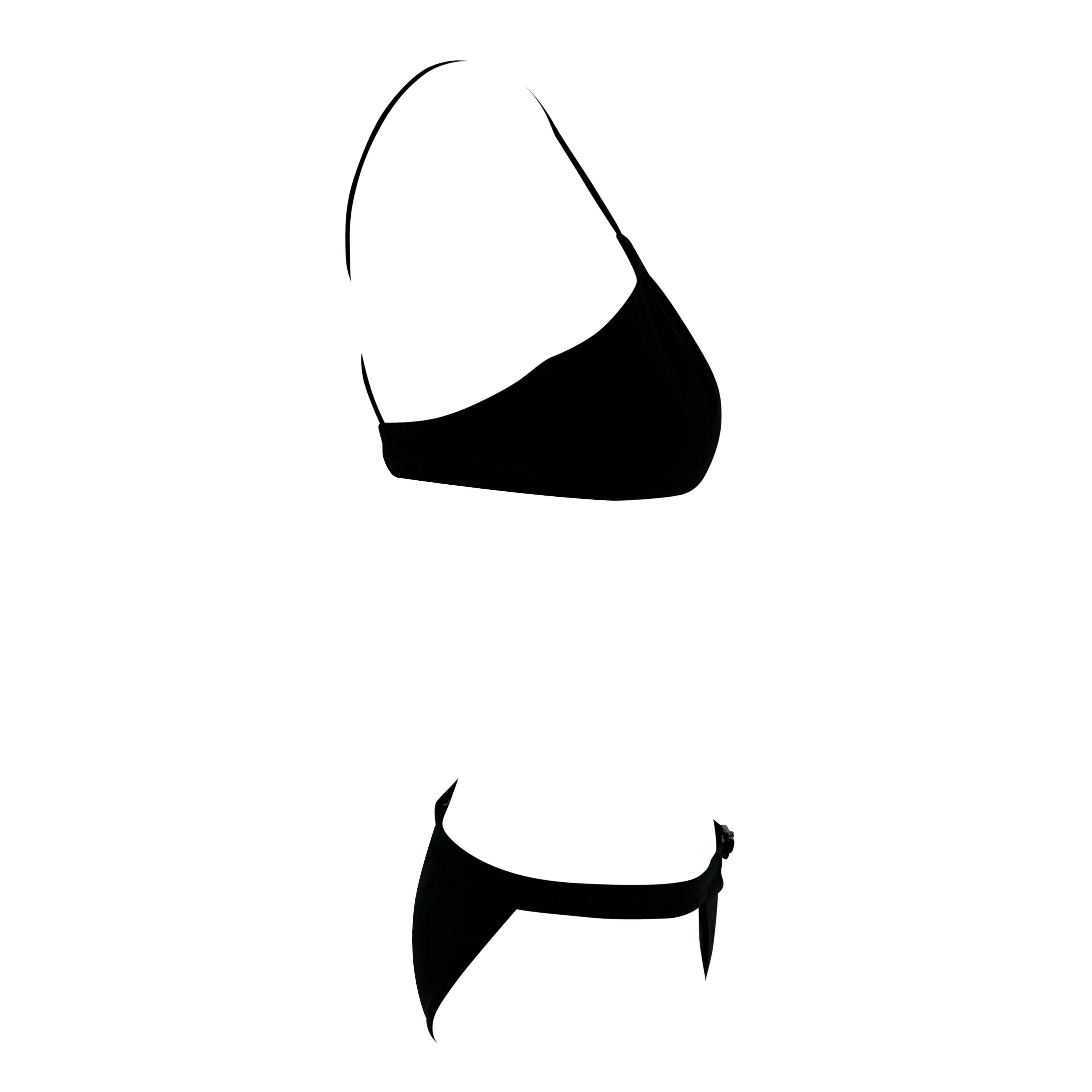 De las mujeres Traje de baño Gucci by Tom Ford de finales de los 90 negro con cinturón elástico y hebilla con logotipo en venta