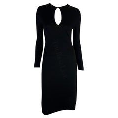 Late 1990s Gucci by Tom Ford Black Stretch Knit Virgin Wool Keyhole Dress