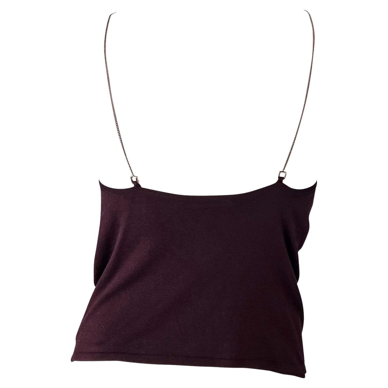 Late 1990s Gucci by Tom Ford Burgundy Knit Silk Chain Tank Top In Excellent Condition For Sale In West Hollywood, CA