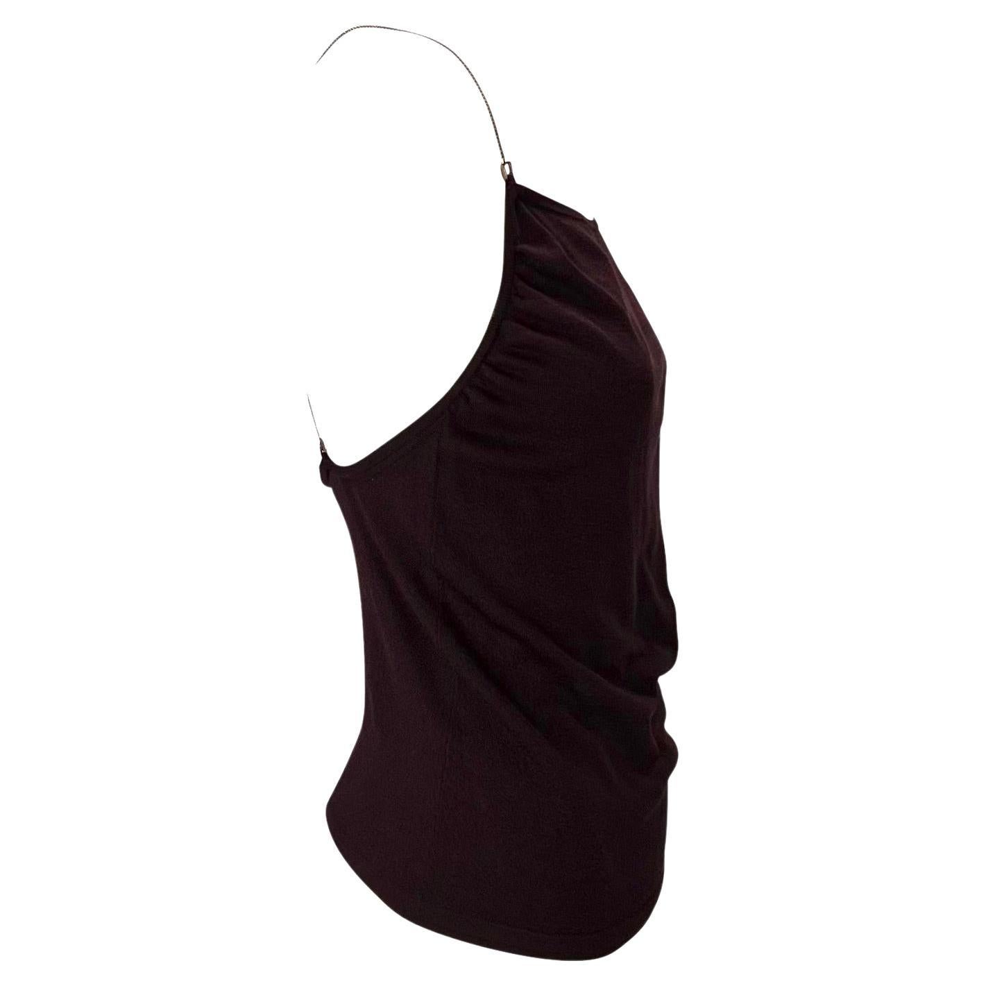 Ende der 1990er Gucci by Tom Ford Burgunderfarbenes Strick-Tanktop aus Seidenkette mit Kette Damen im Angebot