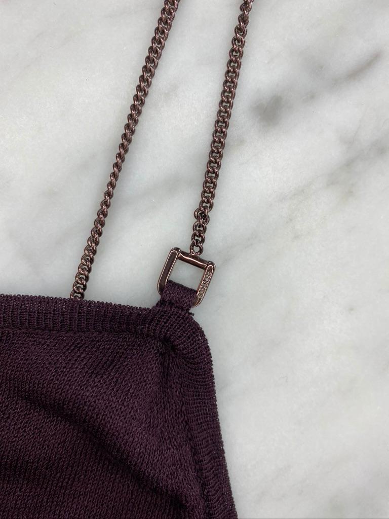 Late 1990s Gucci by Tom Ford Burgundy Knit Silk Chain Tank Top For Sale 2