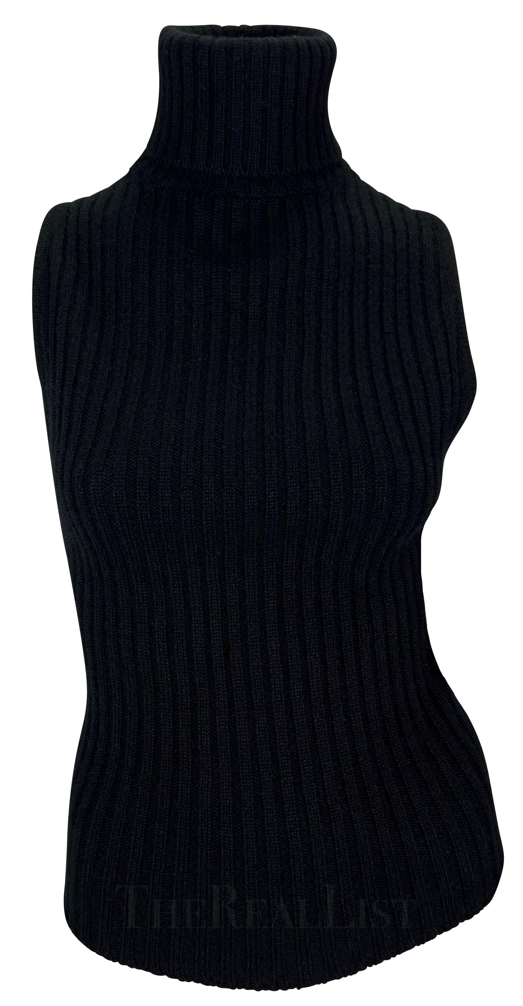 Late 1990s Gucci by Tom Ford Cashmere Backless Leather Strap Turtleneck Top  For Sale 1