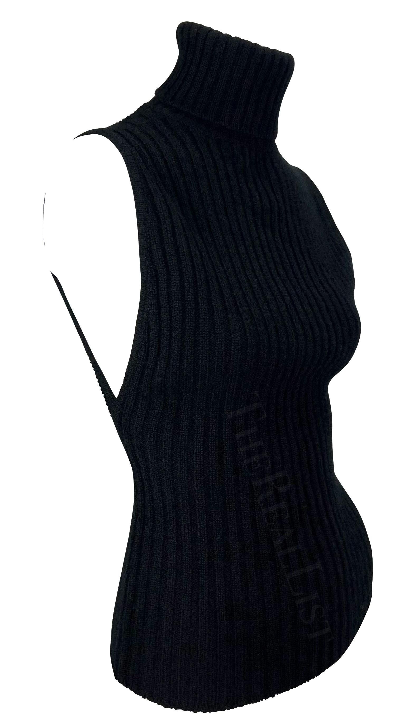 Late 1990s Gucci by Tom Ford Cashmere Backless Leather Strap Turtleneck Top  For Sale 2