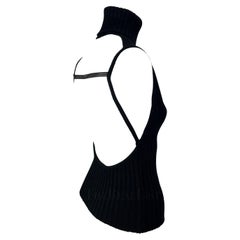 Late 1990s Gucci by Tom Ford Cashmere Backless Leather Strap Turtleneck Top 