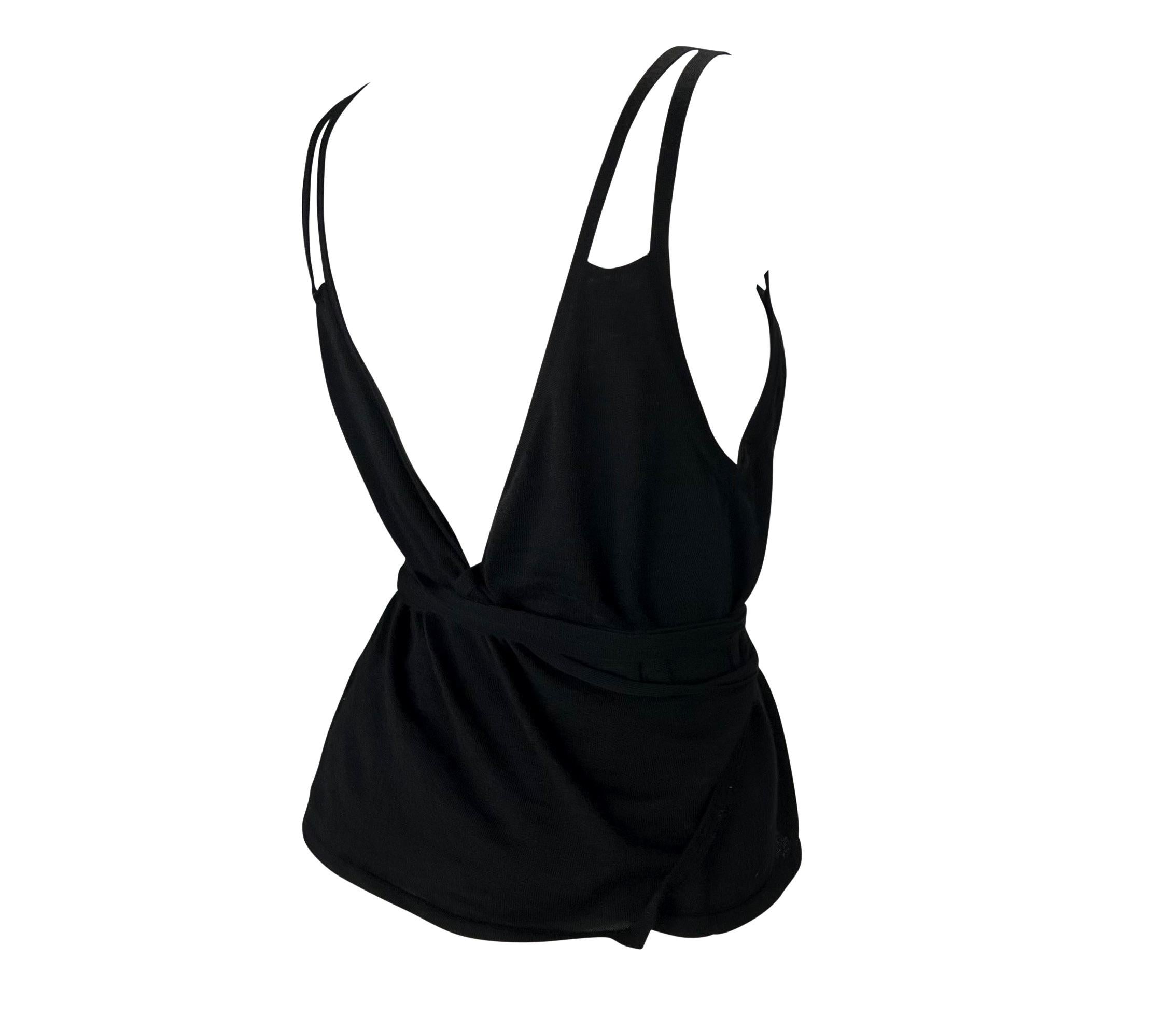 Donna NWT Fine anni '90 Gucci by Tom Ford Canotta in maglia di cachemire avvolgente nera