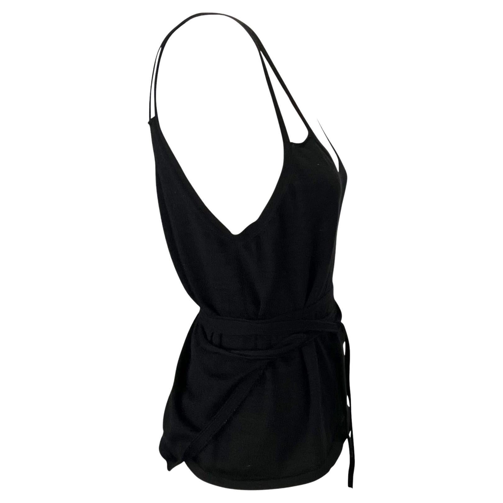 NWT Late 1990s Gucci by Tom Ford Cashmere Knit Wrap Around Tank Black In New Condition For Sale In West Hollywood, CA