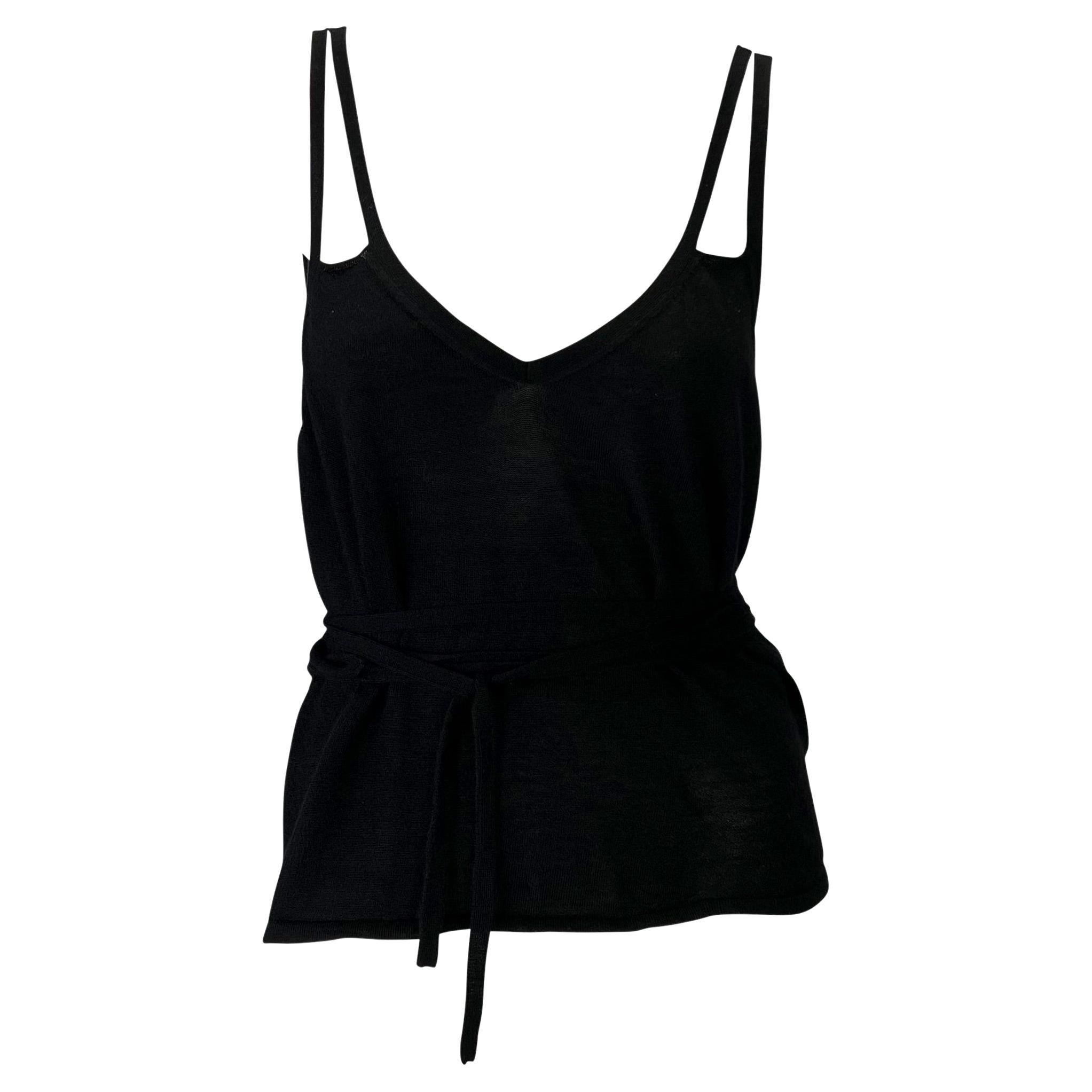 S/S 1998 Gucci by Tom Ford Black Knit Bodycon Double Leather Strap Top at 1stDibs