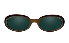 Late 1990s Gucci by Tom Ford G Logo Bronze Front Acrylic Oval Sunglasses