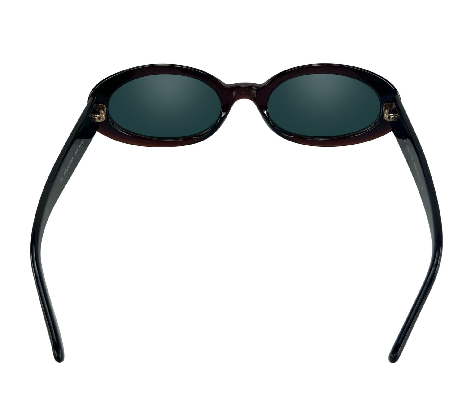 Women's Late 1990s Gucci by Tom Ford G Logo Bronze Front Acrylic Oval Sunglasses