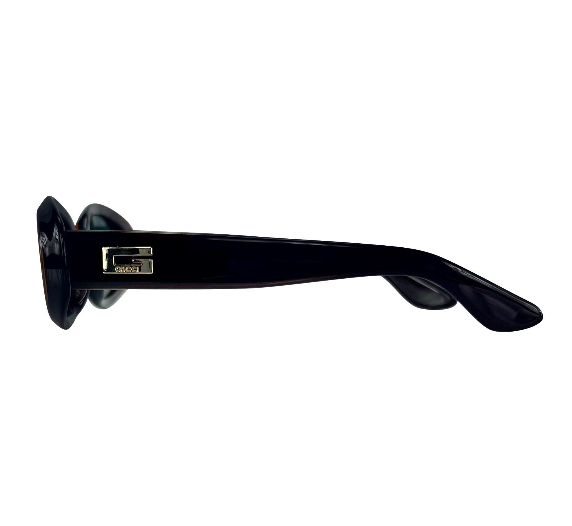 Late 1990s Gucci by Tom Ford G Logo Bronze Front Acrylic Oval Sunglasses 1