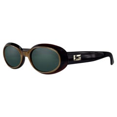 Late 1990s Gucci by Tom Ford G Logo Bronze Front Acrylic Oval Sunglasses