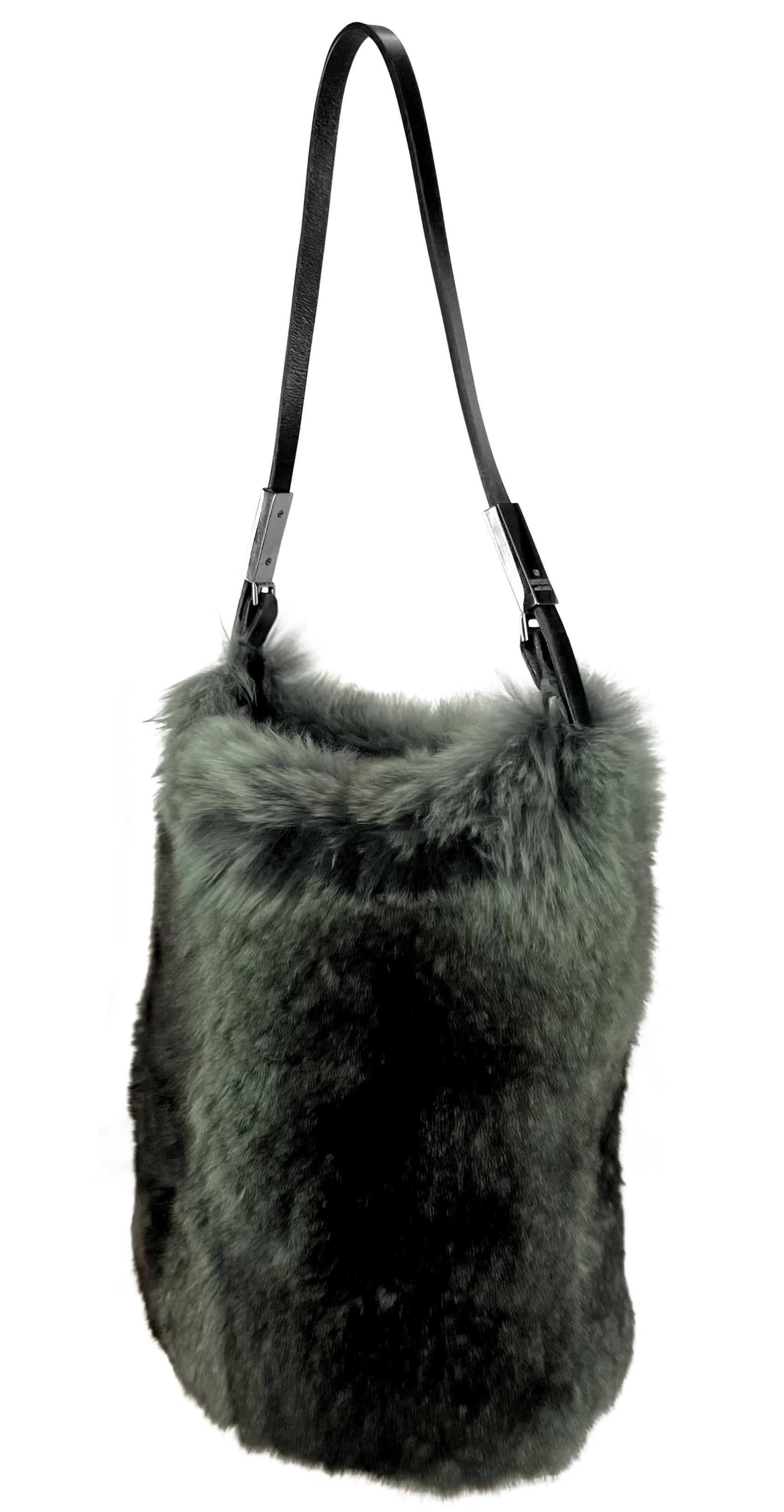 Black Late 1990s Gucci by Tom Ford Grey Genuine Fur Mini Evening Bag Wallet