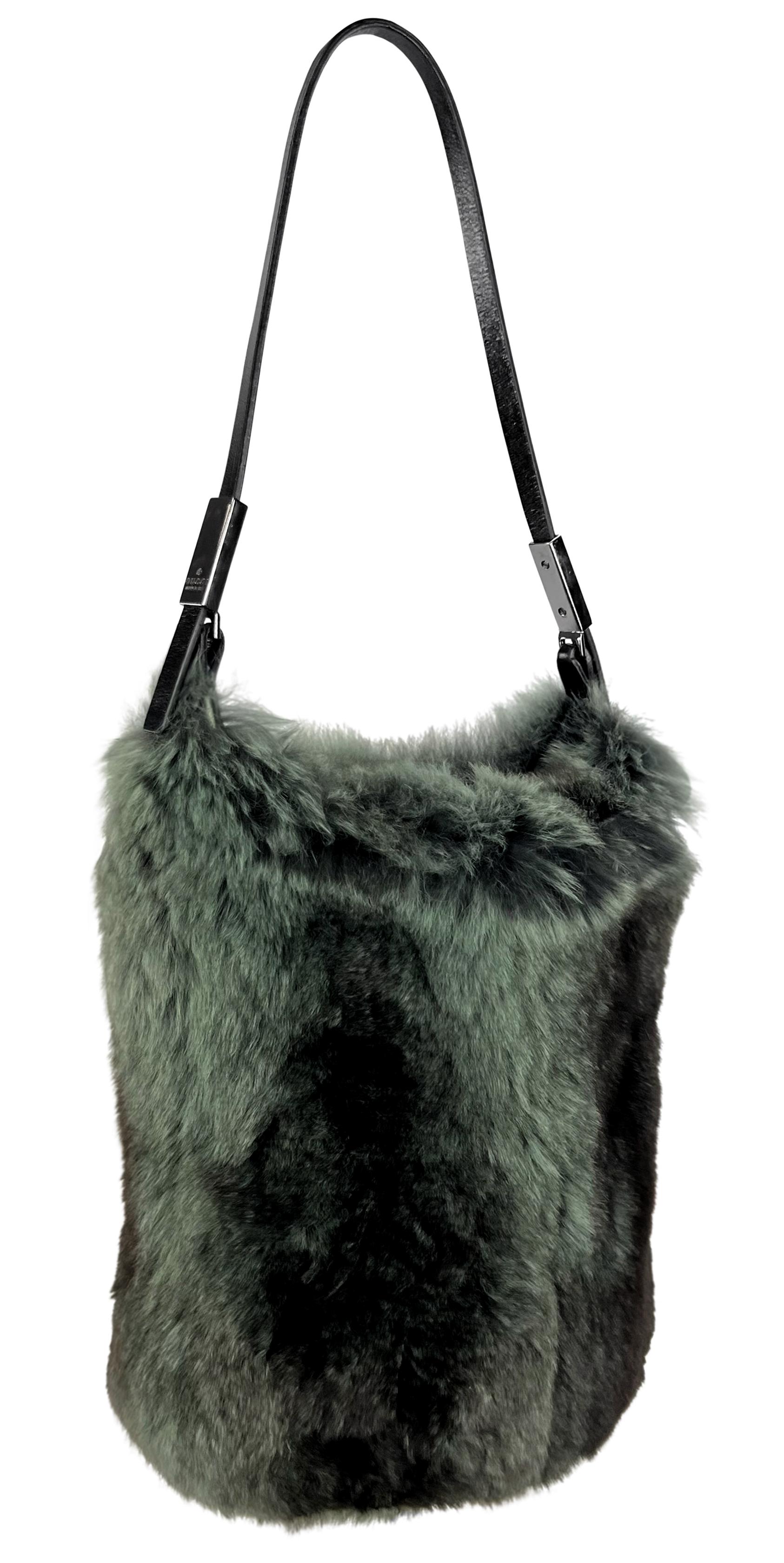 Women's Late 1990s Gucci by Tom Ford Grey Genuine Fur Mini Evening Bag Wallet