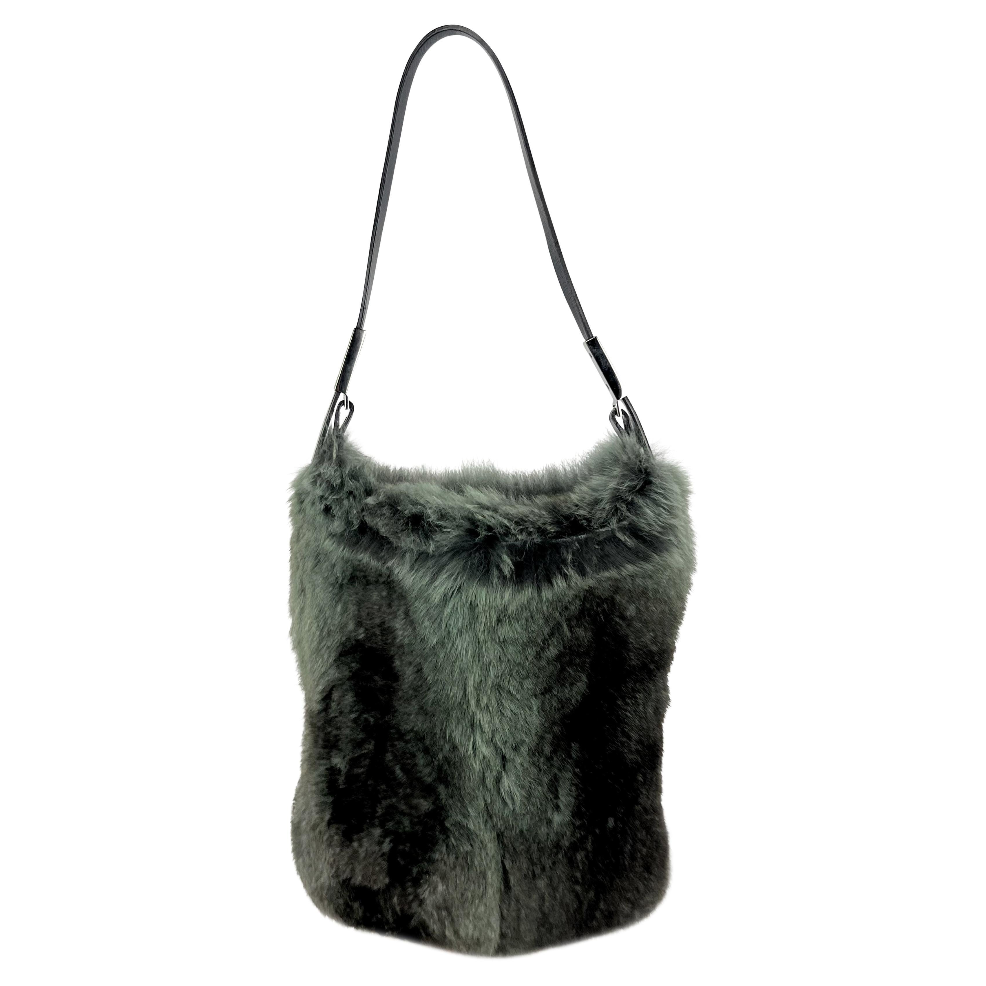 Late 1990s Gucci by Tom Ford Grey Genuine Fur Mini Evening Bag Wallet 1