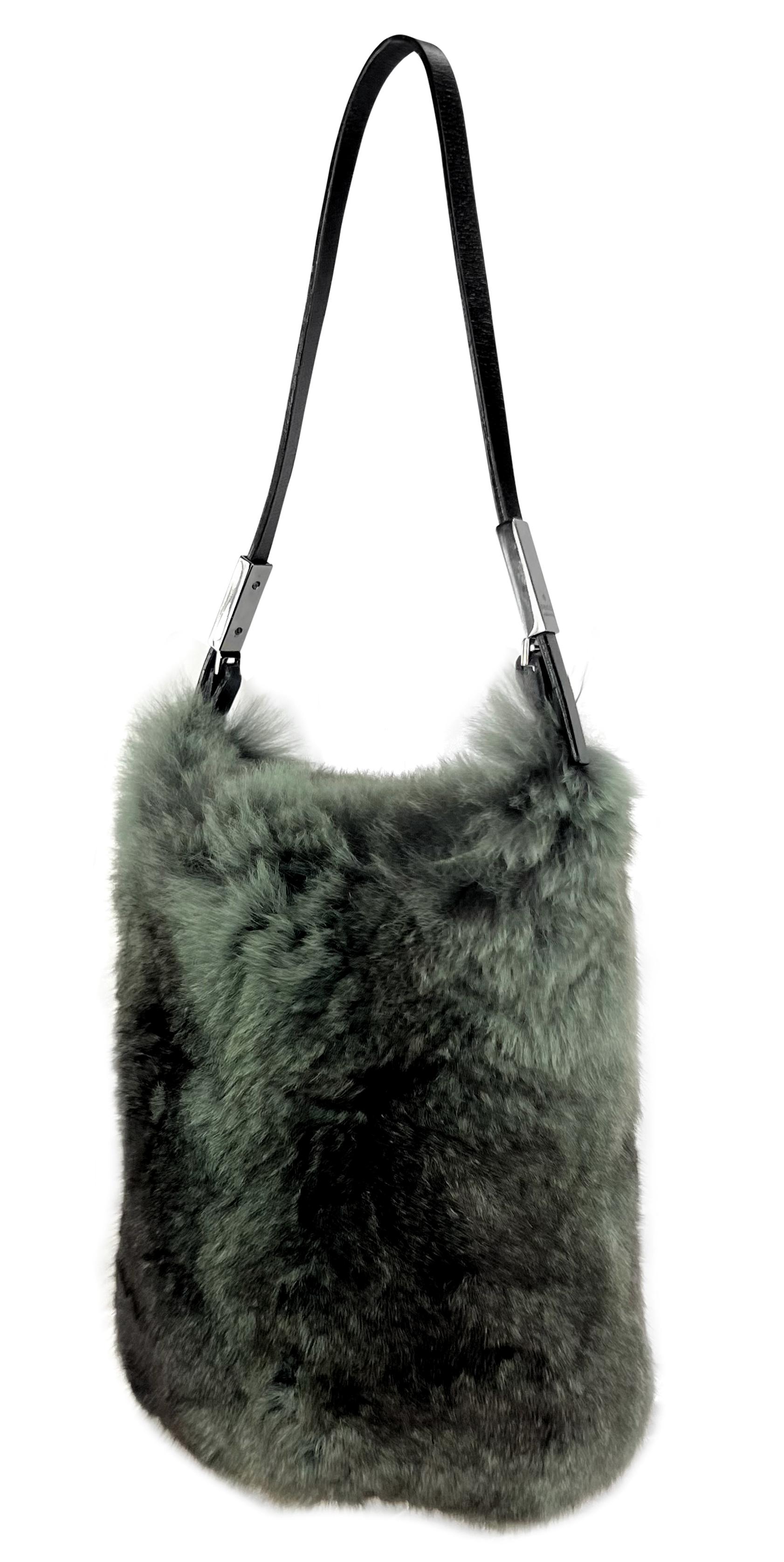 Late 1990s Gucci by Tom Ford Grey Genuine Fur Mini Evening Bag Wallet 2