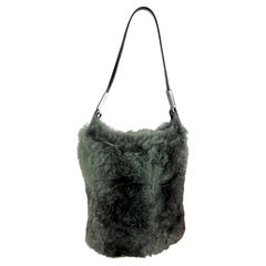 Vintage Late 1990s Gucci by Tom Ford Grey Genuine Fur Mini Evening Bag Wallet
