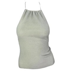 Fine anni '90 Gucci by Tom Ford Top con catena in cashmere senza schienale di colore blu chiaro