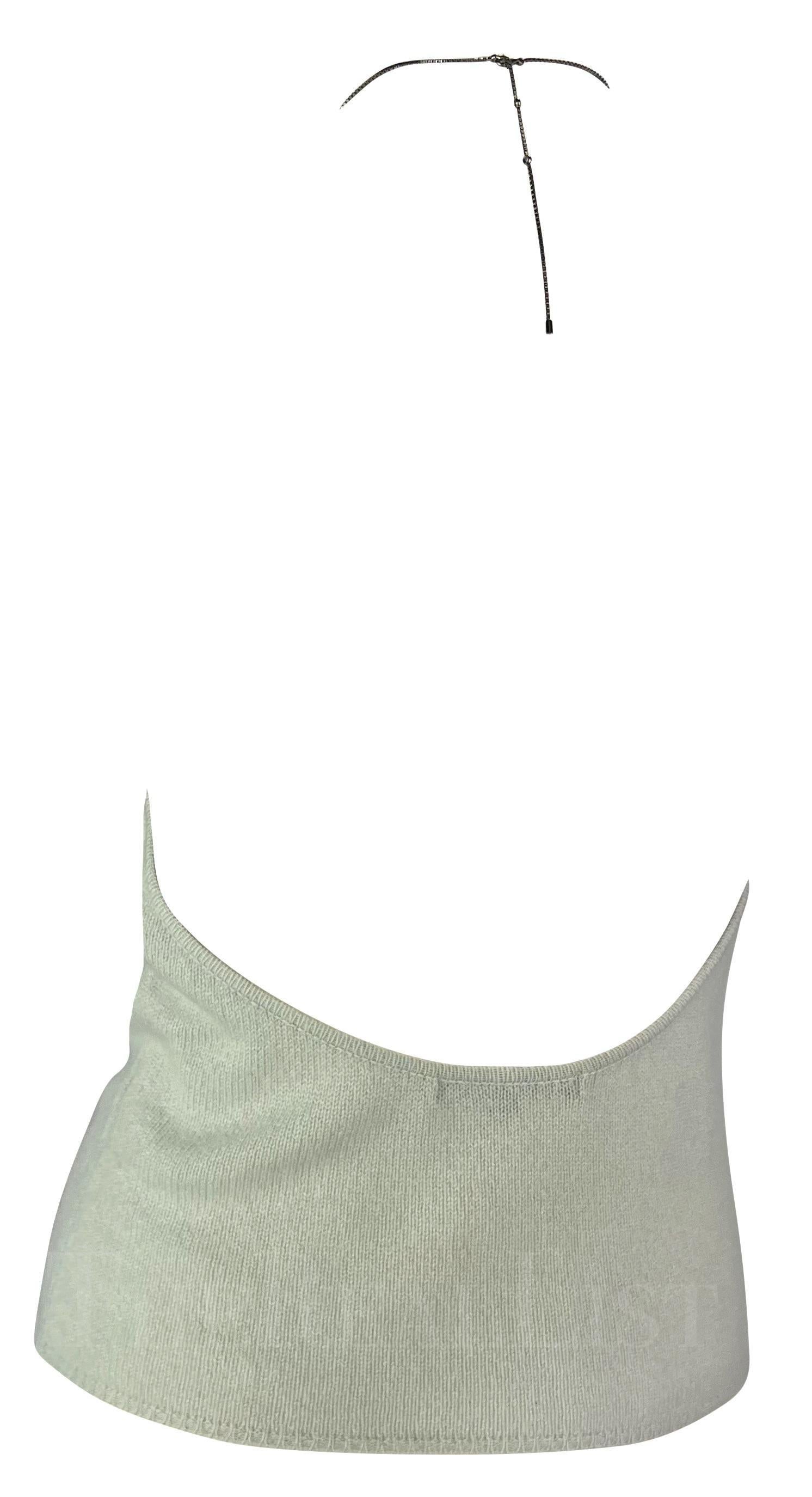 Gucci par Tom Ford - Pull dos nu en cachemire bleu clair avec chaîne, fin des années 1990 Excellent état - En vente à West Hollywood, CA