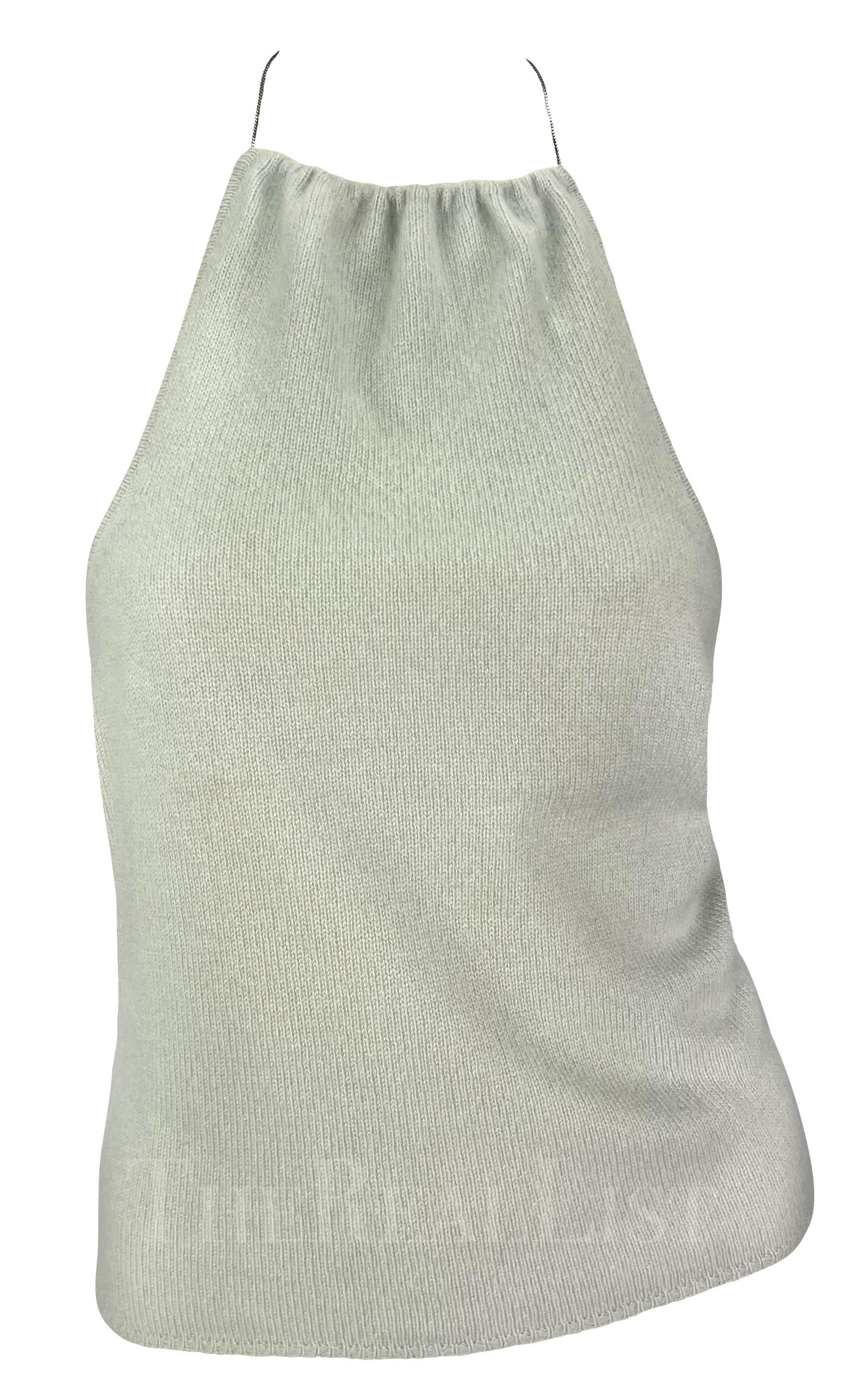 Gucci par Tom Ford - Pull dos nu en cachemire bleu clair avec chaîne, fin des années 1990 en vente 3