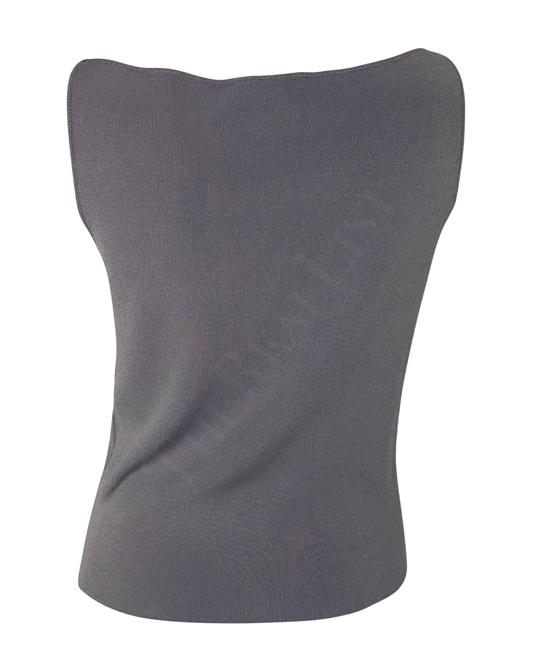Late 1990s Gucci by Tom Ford Purple Taupe Bateau Neckline Knit Tank Top 1