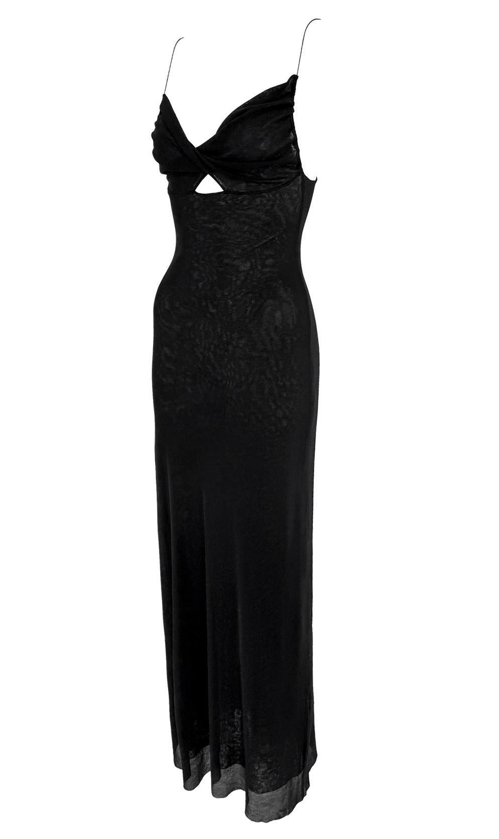 Ende der 1990er Jahre Jean Paul Gaultier Soleil Transparentes Bodycon-Strickkleid Schwarzes Maxikleid im Zustand „Hervorragend“ im Angebot in West Hollywood, CA