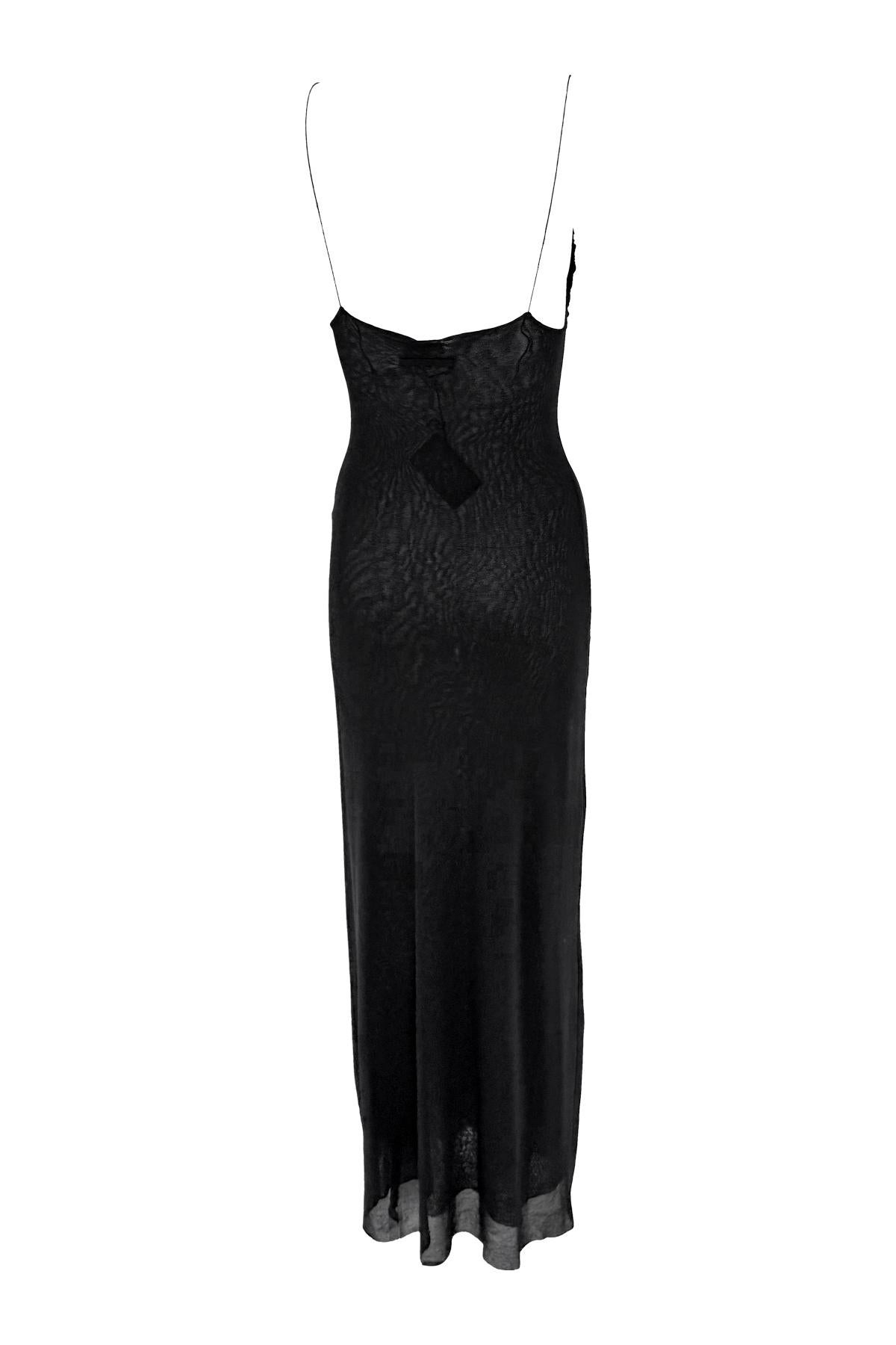 Ende der 1990er Jahre Jean Paul Gaultier Soleil Transparentes Bodycon-Strickkleid Schwarzes Maxikleid im Angebot 1