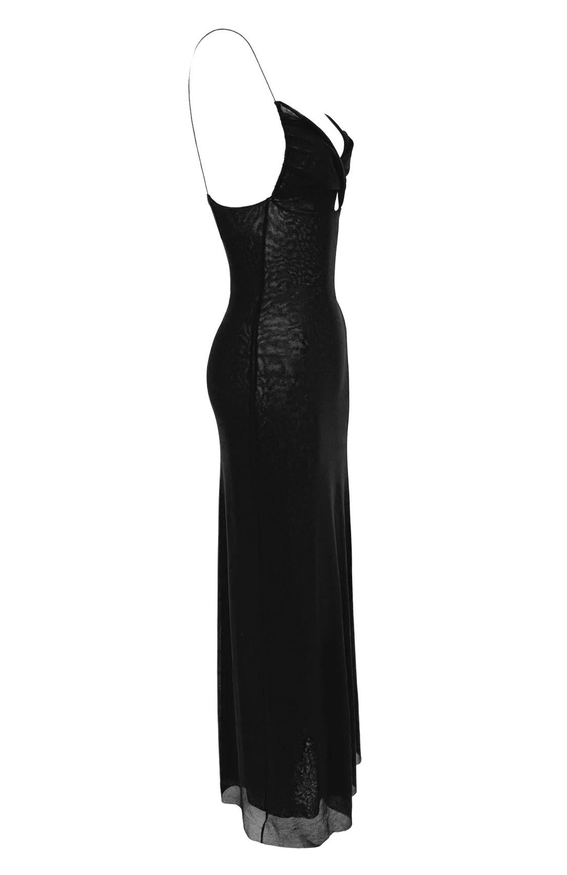 Ende der 1990er Jahre Jean Paul Gaultier Soleil Transparentes Bodycon-Strickkleid Schwarzes Maxikleid im Angebot 2