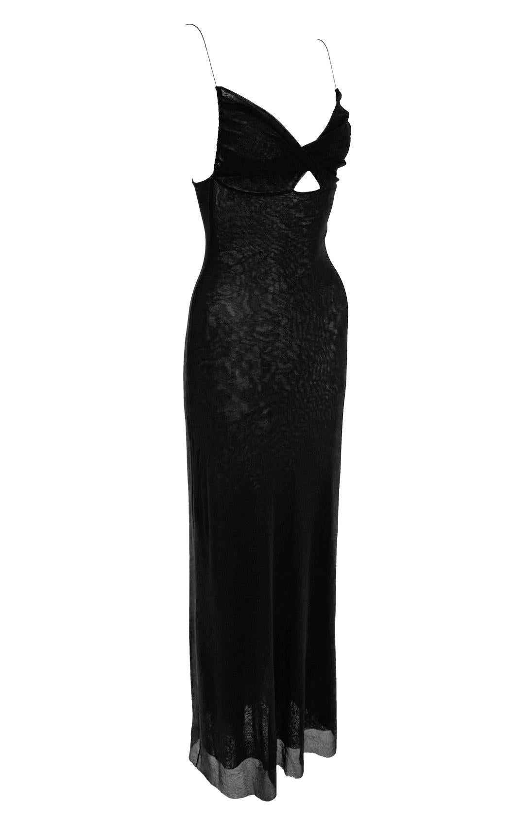 Ende der 1990er Jahre Jean Paul Gaultier Soleil Transparentes Bodycon-Strickkleid Schwarzes Maxikleid im Angebot 3