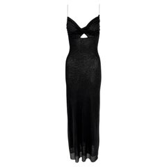Ende der 1990er Jahre Jean Paul Gaultier Soleil Transparentes Bodycon-Strickkleid Schwarzes Maxikleid